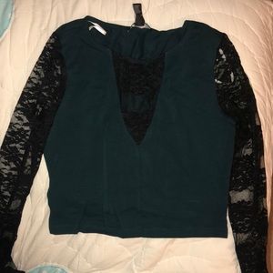 NWT Teal long sleeve crop